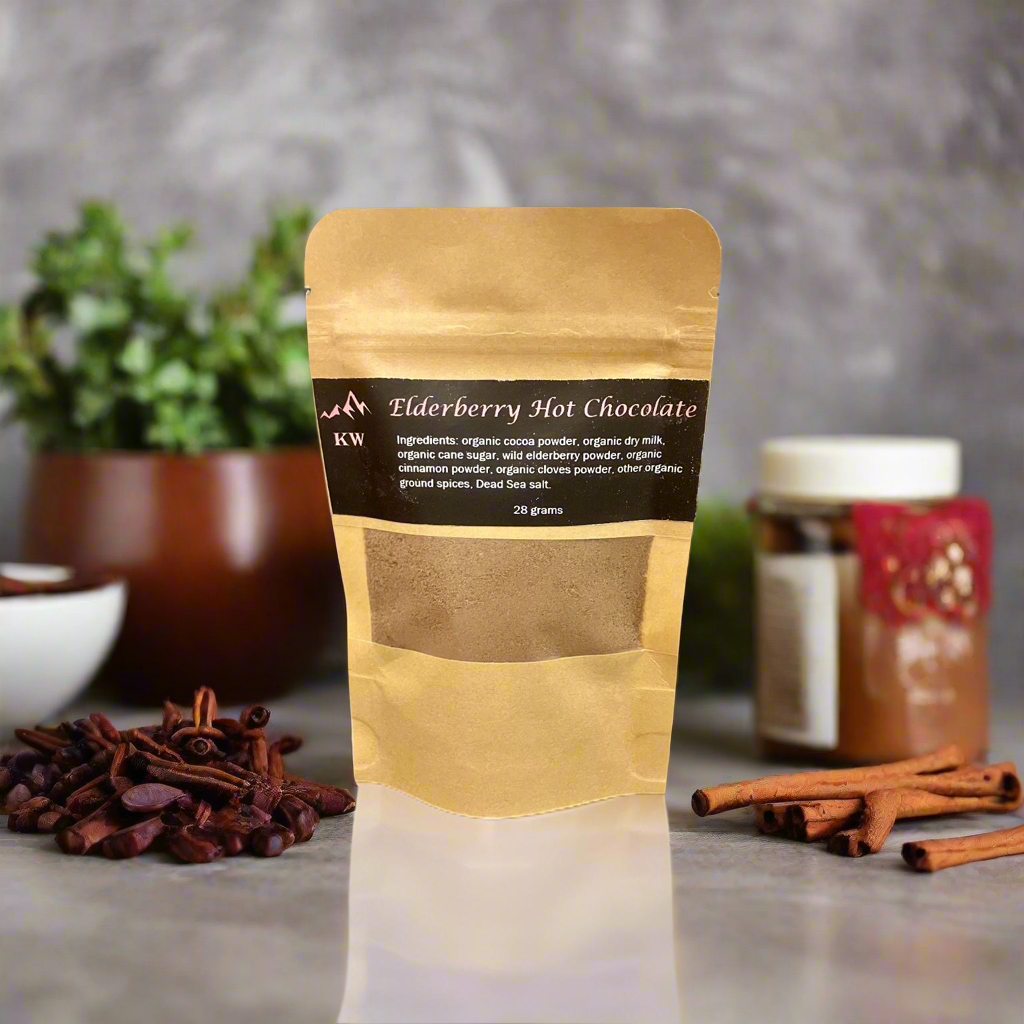 6 pack Organic Elderberry Hot Chocolate: Black Label 55 grams